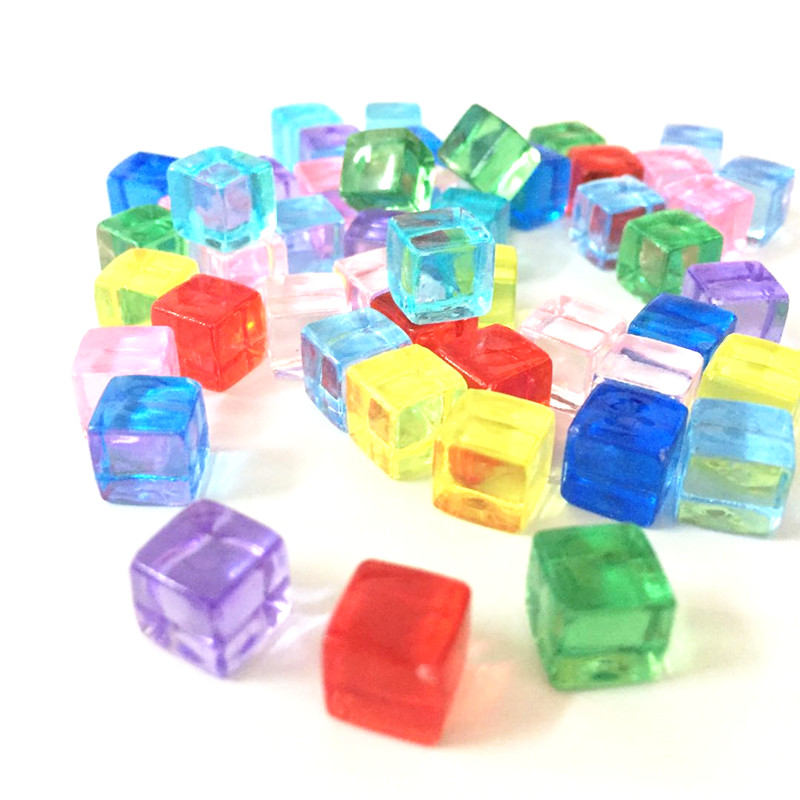 Board Game Sequence - 50Pcs/Set 25colors 8mm cube Clear Solid