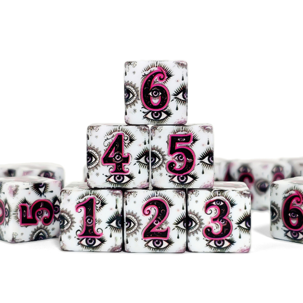 12Pcs 16MM D6 Acrylic Printed  - огляд і ціна Board Game Vintage