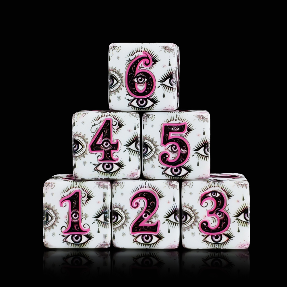 12Pcs 16MM D6 Acrylic Printed  - огляд і ціна Board Game Vintage